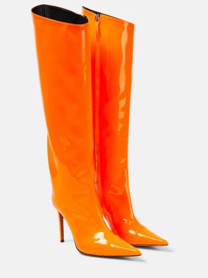 Stivali di gomma di pelle in pelle verniciata Alexandre Vauthier arancione