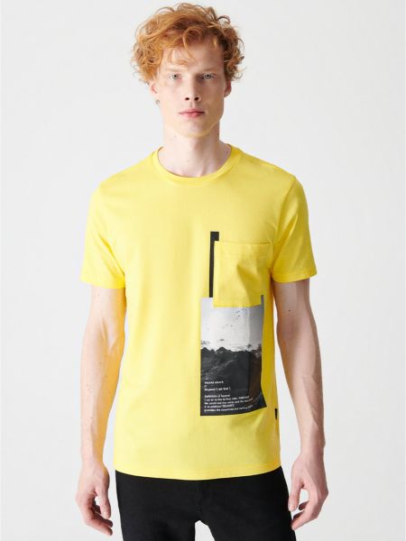 Polo majica s printom Avva žuta
