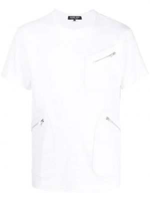 Памучна тениска с цип с джобове Comme Des Garçons Homme Deux бяло