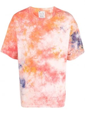 Тениска с кръгло деколте с tie-dye ефект Champion червено