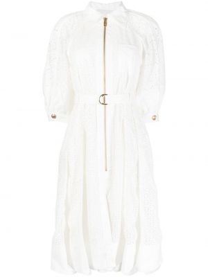 Bavlněné midi šaty s výšivkou na zip 3.1 Phillip Lim - bílá