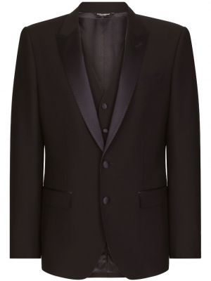 Volnena ukrojena obleka Dolce & Gabbana črna