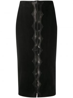 Semišové kožená sukně s vysokým pasem Alaïa Pre-owned - černá