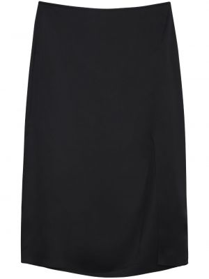 Hedvábné midi sukně s vysokým pasem na zip Anine Bing - černá