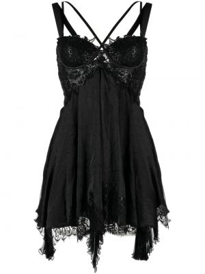 Асиметрична прозрачна коктейлна рокля с дантела Versace черно