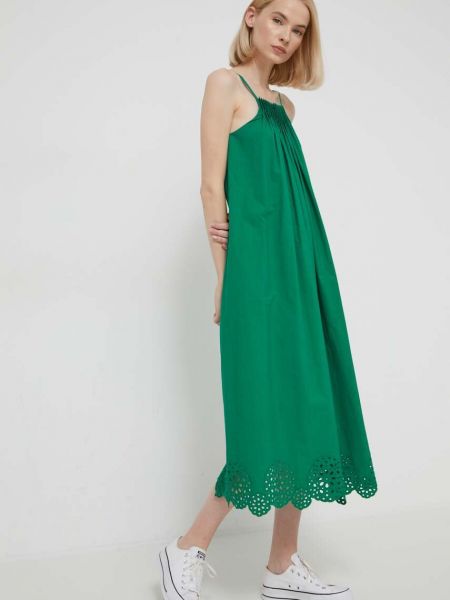 Bavlněné dlouhé šaty Desigual zelené
