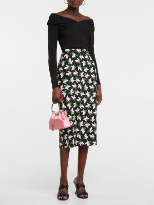 Kvetinová midi sukňa Diane Von Furstenberg čierna
