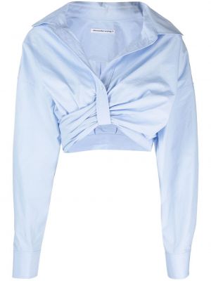 Długa koszula bawełniane z długim rękawem Alexander Wang - niebieski