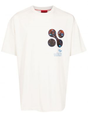 Βαμβακερή μπλούζα με σχέδιο Hugo λευκό