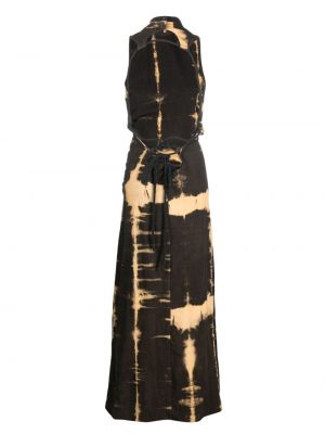Batikované bavlněné dlouhé šaty Lisa Von Tang hnědé