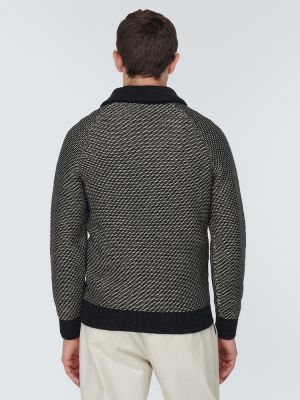 Bombažni pulover iz kašmirja z zadrgo Loro Piana siva
