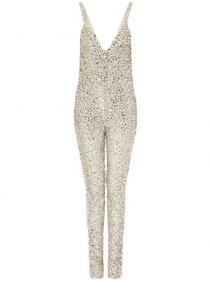 Slim fit overall mit kristallen Dolce & Gabbana weiß