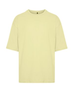 Oversized βαμβακερή μπλούζα Trendyol κίτρινο