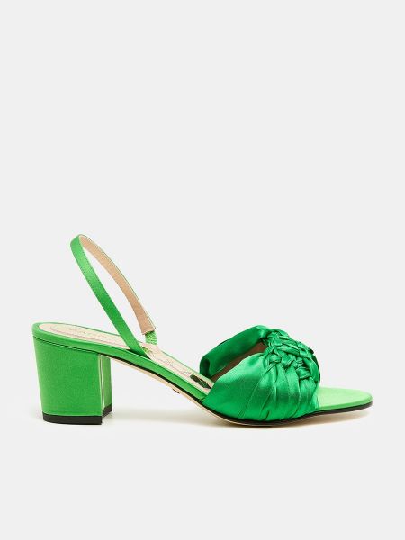 Sandalias de raso con tacón Magrit verde