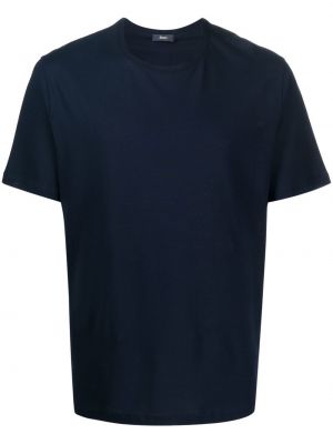 Koszulka bawełniana z okrągłym dekoltem Herno niebieska
