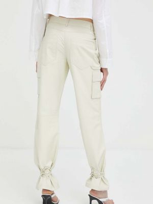 Jednobarevné kožené kalhoty s vysokým pasem Birgitte Herskind béžové