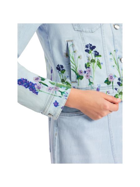 Kurtka jeansowa w kwiatki Marc Cain niebieska