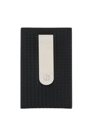 Pletená kožená peněženka Giorgio Armani černá