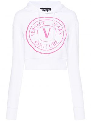 Kapucnis melegítő felső nyomtatás Versace Jeans Couture fehér