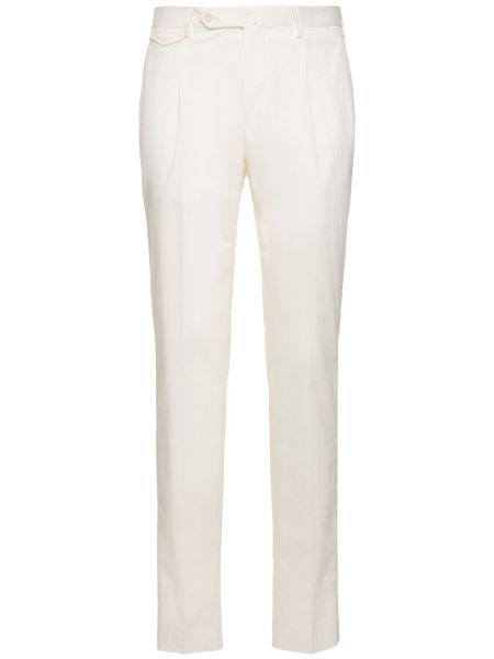 Плисирани памучни панталон Tagliatore бяло