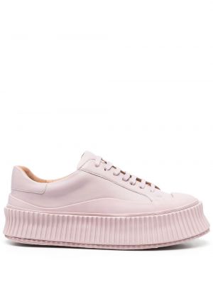 Sneakers i läder Jil Sander rosa