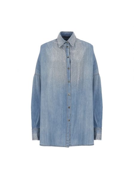 Koszula jeansowa bawełniana Ermanno Scervino niebieska