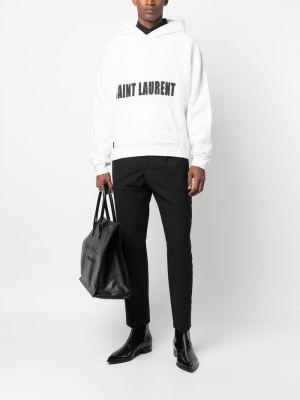 Kapučdžemperis ar apdruku Saint Laurent balts