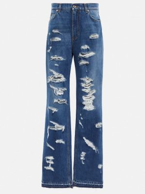 Прямые джинсы с высокой талией Dolce&gabbana синие