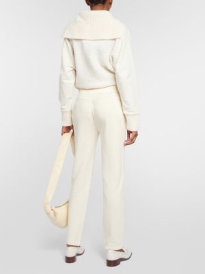 Bavlněné sportovní kalhoty s vysokým pasem Bogner bílé