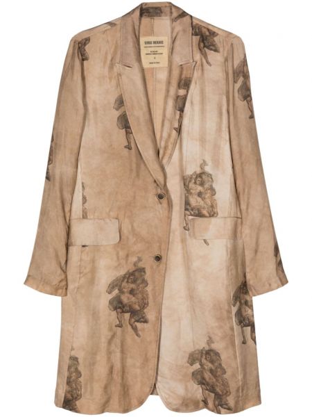 Kabát s potlačou Uma Wang hnedá