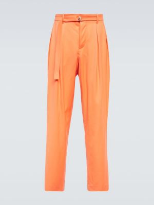 Vlněné kalhoty s vysokým pasem relaxed fit King & Tuckfield oranžové