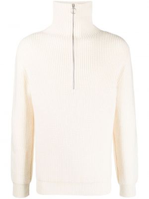 Вълнен пуловер с цип Lardini бяло