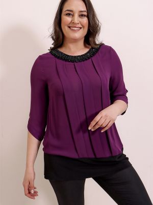 Плисирана блуза с мъниста от шифон By Saygı
