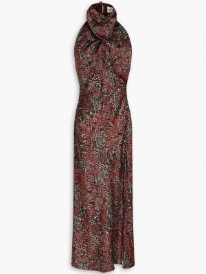 Атласный платье с воротником с принтом со змеиным принтом Nicholas красный
