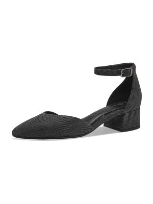 Полуотворени обувки с ток с отворена пета Marco Tozzi черно