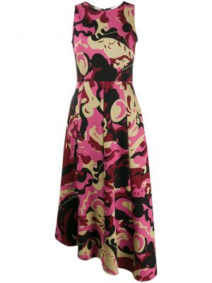 Sukienka midi bez rękawów z nadrukiem w abstrakcyjne wzory La Doublej