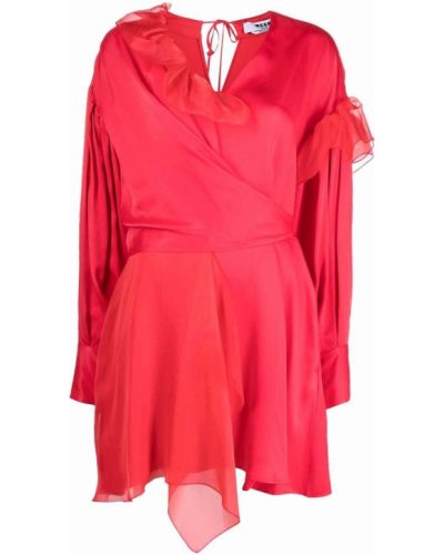 Asymetrické šaty s volány Msgm červené