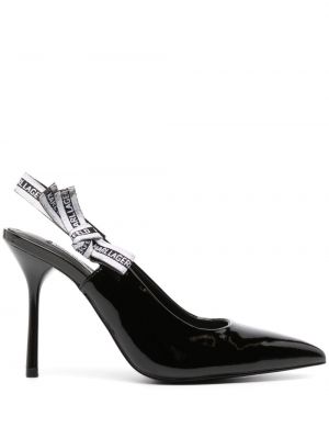 Кожени полуотворени обувки с отворена пета Karl Lagerfeld черно