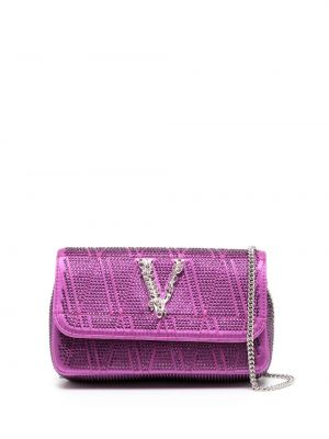Кожени чанта за ръка с кристали Versace