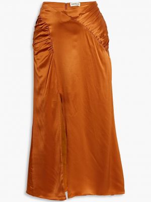 Атласная юбка миди из крепа Nicholas оранжевая