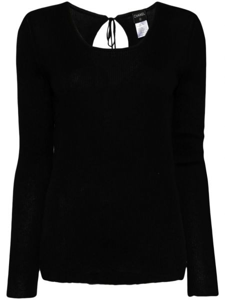 Jedwabny sweter z kaszmiru Chanel Pre-owned czarny