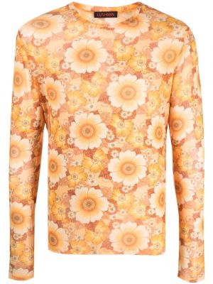 Koszulka w kwiatki z nadrukiem Lựu đạn pomarańczowa