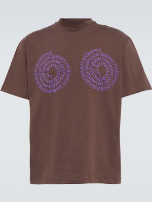 T-shirt en coton à imprimé Jacquemus marron