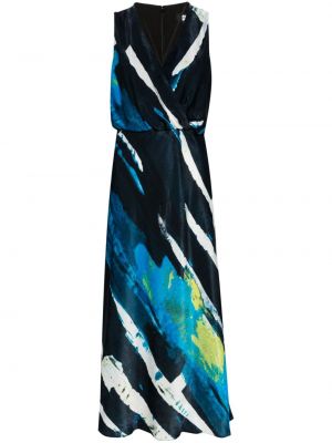 Satenska midi obleka s potiskom z abstraktnimi vzorci Dkny črna