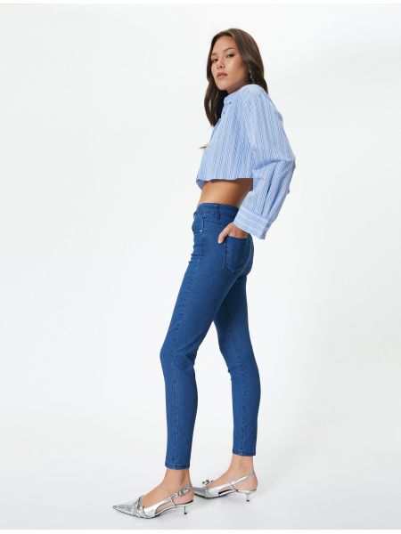 Skinny fit džínsy s vysokým pásom s vreckami Koton