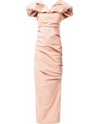 Vestido de noche drapeado Rachel Gilbert rosa