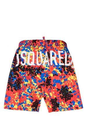 Shorts à imprimé à imprimé camouflage Dsquared2 rouge