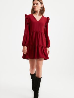 Sukienka plisowana Trendyol czerwona