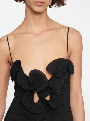 Obleka s cvetličnim vzorcem Magda Butrym črna