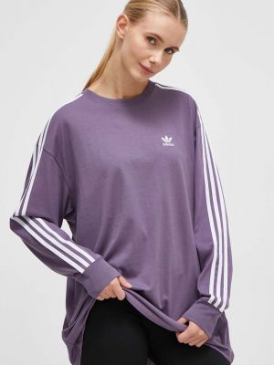 Bombažna majica z dolgimi rokavi z dolgimi rokavi Adidas Originals vijolična